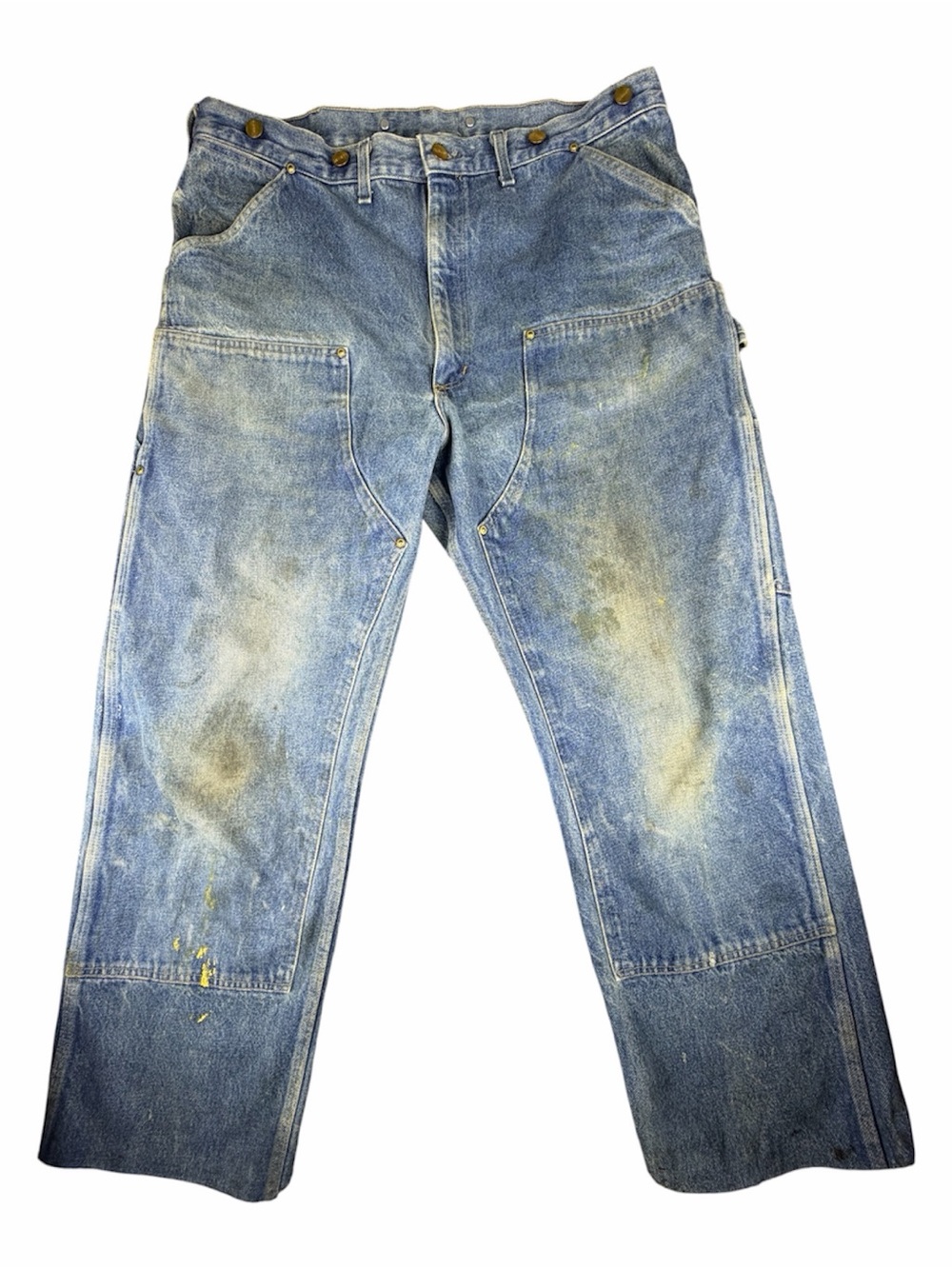 90s Carhartt B07 DNW Double Knee Denim Vintage Workwear, Faded Bluewash 38x30